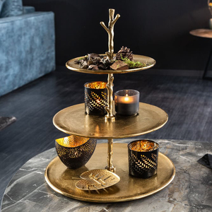 ขาตั้งเค้กอลูมิเนียมสีทองแบบโบราณ,สำหรับตกแต่งงานเลี้ยงฉลองครบรอบแต่งงานงานปาร์ตี้โรงแรมตกแต่งงานเลี้ยงวันเกิด - Product Image 3