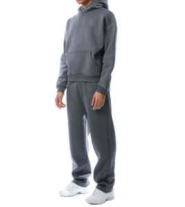 <b>Knitted</b> Mens Hooded Sweatshirt Suit OEM Custom Logo Two Piece Sportswear <b>Set</b> Breathable Fabric Casual Jogger Tracksuit - Product Image 3