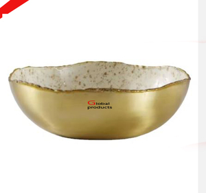 round shape golden finished metal stainless steel chocolate and <b>dessert</b> serving <b>bowl</b> <b>for</b> hotel restaurant and bar - Product Image 2