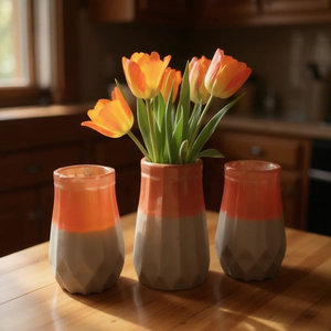 Vaso floreale in resina epossidica moderna Art Deco vaso artigianale da pavimento per soggiorno all'aperto ufficio matrimonio - Product Image 5