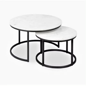 Offre spéciale Table basse moderne avec dessus en marbre blanc et cadre plaqué or Meubles décoratifs d'intérieur pour hôtel et salon - Product Image 3