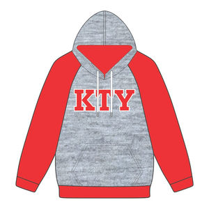 Sweat à capuche gris KAP avec manches raglan rouges en mélange de coton, vêtements de fraternité grecque personnalisés Divine Nine HBCU, streetwear grec - Product Image 2