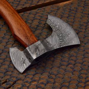 Hacha Tomahawk de Acero de Damasco Hecha a Mano, Personalizada, Multifuncional, para Campamento al Aire Libre, con Mango de Madera de Palisandro - Product Image 5