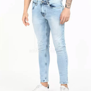 Pantalones vaqueros informales para hombre más vendidos, hechos a medida, 100% algodón, diseño único, estilo lavado, cintura media, patrón recto ligero - Product Image 1