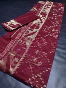 Exclusif Deshi Dhakai Jamdani Sharee Qualité d'exportation pour les femmes JAMDANI FABRIC Bleu VERT Doré Bleu Ciel du Bangladesh - Product Image 4