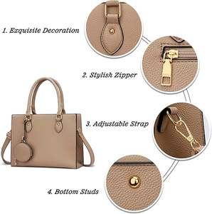 Sac à main en cuir véritable de mode personnalisé de haute qualité étanche avec fermeture à glissière couleur personnalisée capacité 1L style de rue élevé - Product Image 6