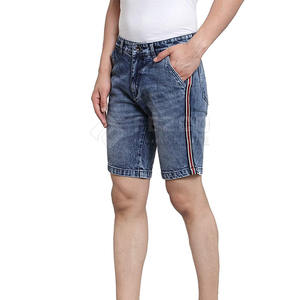 Custom Logo Cotton Men's <b>Jeans</b> Shorts 2025 Solid Color <b>Soft</b> Loose Summer Casual Style with Pockets - Product Image 1