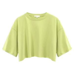 เสื้อครอปสีล้วนสำหรับผู้หญิงเสื้อครอปผ้าฝ้ายระบายอากาศใส่ลำลองทันสมัยสำหรับฤดูร้อน - Product Image 3