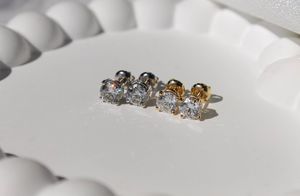 เครื่องประดับที่ดีต่างหูเพชร karat Moissanite กลมตัดสุกใสชุบทองคำขาว925ต่างหูเม็ดกลมโมอิสซาไนต์เงินสเตอร์ลิง - Product Image 3