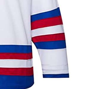 Concevez votre propre logo, broderie, maillot de hockey sur glace, sur mesure, blanc, 100% polyester, séchage rapide, coupe-vent - Product Image 6