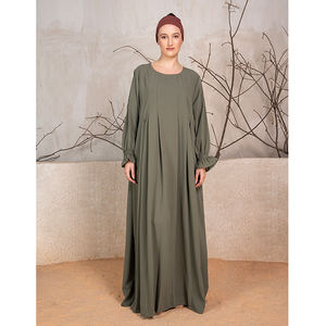 Best Quality Custom EID Dubai Abaya <b>Set</b> 100% Polyester CYK Crickle Fabric Prayer Womens Dress Hijab Abaya <b>Set</b> Women Muslim Dress - Product Image 1