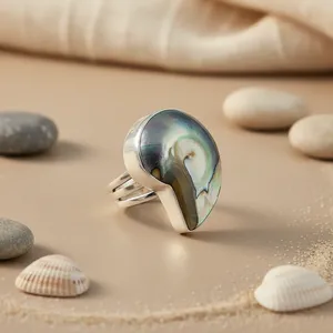 Anillo de Cóctel de Plata 925 con Bisel de Madreperla, Estilo Vintage, para Mujer, con Piedra Natural, para Uso Diario - Product Image 3