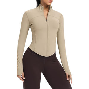<b>Women</b> Stretch Athletic Jacket Full Zip Lightweight <b>Top</b> Soft <b>Yoga</b> Wear Training Comfort Nylon Spandex Fabric - Product Image 2