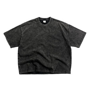 Camiseta con Logotipo Personalizado al por Mayor, Camiseta de Algodón Grueso de Estilo Holgado con Lavado Ácido y Estampado Sólido - Product Image 1