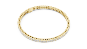 Pulsera de tenis con corte princesa cultivada en laboratorio, asequible, con cierre oculto, engastada en oro amarillo de 18 quilates, para compromiso o boda, para mujer. - Product Image 2