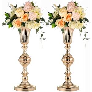 Aluminum Candle <b>Pillar</b> and Centrepiece Flower Vase Holders, 19-Inch, Metallic Silver - Product Image 6
