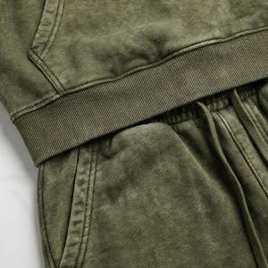 Conjunto Deportivo de Fabricante Personalizado de Alta Calidad, Estilo Vintage Lavado al Ácido, Pantalones Deportivos Acampanados, Sudadera con Capucha, Chándal, Ropa Deportiva para Gimnasio - Product Image 5