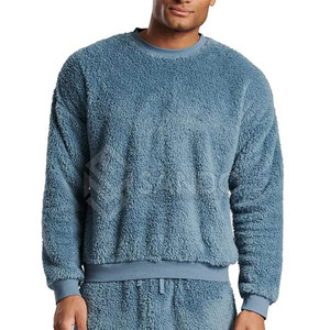 Servicio OEM de alta calidad 100% algodón Sherpa sudadera para hombres Top moda invierno patrón sólido sudadera - Product Image 1