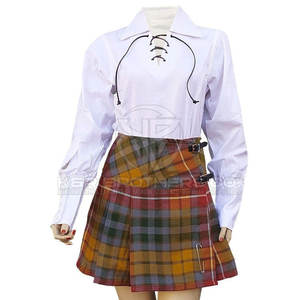 Beau kilt en tartan pour femme avec plis traditionnels à la mode Kilt à carreaux avec accessoires pour instruments de musique coupés au genou - Product Image 1