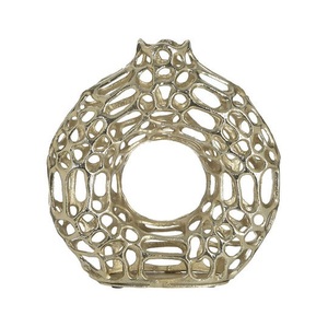 Jarrón de aluminio Inart, diseño de Coral, florero de decoración de flores de mesa en acabado dorado, urna y jarrón de flores de Coral decorativos para bodas - Product Image 1