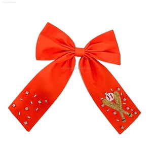 ผู้หญิงกิ๊บติดผมลูกปัดที่กําหนดเองวันเกมชื่อทีมผม Bows อุปกรณ์เสริมผมทําด้วยมือที่หรูหราเมล็ดจระเข้จระเข้ Bows - Product Image 2