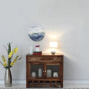 Ulyano, acabado de teca rústica, Unidad de vajilla de madera sheesham, muebles para el hogar resistentes a los arañazos para comedor - Product Image 1