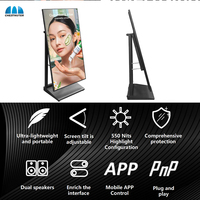 Afficheur LCD portable de 43 pouces avec roulettes, angle d'inclinaison réglable, panneau numérique pour menu de restaurant