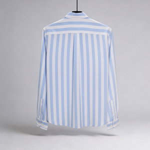 เสื้อเชิ้ตแขนยาวผู้ชายสีฟ้าขาว ผ้าฝ้ายและผ้าลินิน แห้งเร็ว แฟชั่นฤดูร้อน ขายส่งจำนวนมาก - Product Image 2
