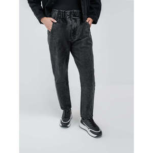 LYRA Ladies High Street Straight Denim Pants Washable & Breathable <b>Elastic</b> Waist with Logo Simple Design Trousers Length - Product Image 2