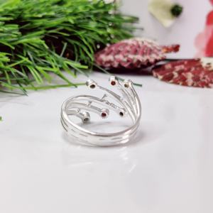 Anillo de plata Mutli Stone Designer anillo de plata ligero de piedra facetada - Product Image 3