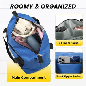 Petit sac de voyage léger de 14 pouces avec fermeture à glissière pour les voyages - Sac de week-end unisexe - Product Image 3