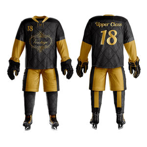 Maillots de hockey personnalisés 2024 en gros, conception OEM, uniforme de hockey sur glace sublimé pour hommes avec nom d'équipe - Product Image 3