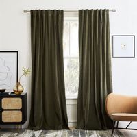 Rideaux en velours vert mousse, doux, en mélange de coton, de haute qualité, de luxe, style indien, à passe-tringle, pour décoration hospitalière