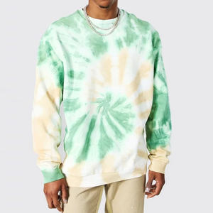 Sudadera Personalizada de Poliéster de Manga Larga para Hombre, Jersey de Cuello Redondo con Tinte de Corbata Verde para Otoño - Product Image 1