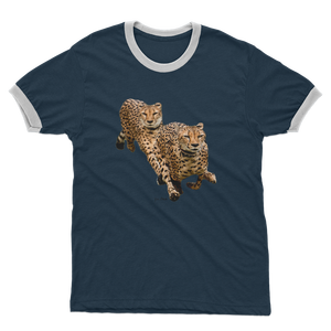 Cheetah Brothers Adult Ringer T-<b>Shirt</b> 100% Cotton Jersey Loose Fit 280 Gram Fabric Weight <b>Compressed</b> with Pattern Design - Product Image 3