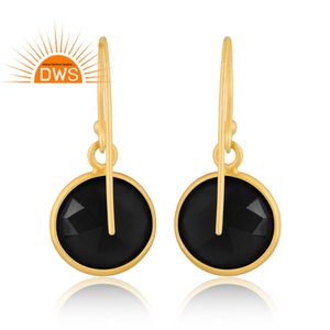 Meilleure qualité en argent Sterling plaqué or 18 carats naturel noir Onyx pierre précieuse balancent boucle d'oreille Demi bijoux fins pour les femmes cadeau pour elle - Product Image 4