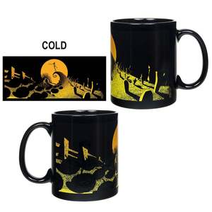 Tasse en céramique Noël Cauchemardesque 200 ml, effet thermique, motif cimetière, compatible lave-vaisselle et micro-ondes, peinte, en céramique insulée pour P - Product Image 1