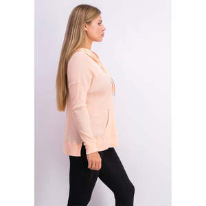 Calvin Klein Women's Performance High-Low <b>Orange</b> <b>Hoodie</b> Breathable Silk Sweatshirt Embroidered Zipper Design Hooded Medium Size - Product Image 3