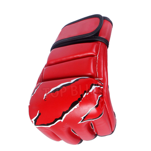 ถุงมือ MMA แบบครึ่งนิ้วสีแดง หนัง PU ปิดด้วยเวลโคร สำหรับการฝึกศิลปะการต่อสู้สำหรับผู้ใหญ่ - Product Image 4