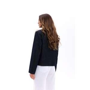 เสื้อแจ็คเก็ตยีนส์สีกรมท่าเข้มสำหรับผู้หญิง รุ่น 7486 ดีไซน์หรูหรา - Product Image 4