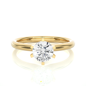 Anillo de diamante de oro puro rosa amarillo de 14K de diseño vintage minimalista corte brillante diamante cultivado en laboratorio VVS claridad oro de 18K - Product Image 1