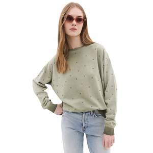 Sudadera informal de algodón 100% para mujer, cuello redondo, manga regular, sin estampado, Mega Merchant Daily Casual - Product Image 3