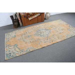 Tapis turc vintage 3,9x8,2 pi (120x249 cm), tapis persan jaune - Product Image 2