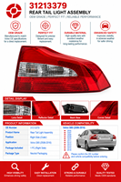 Feu arrière gauche complet avec boîtier 31213379 pour Volvo S80 2007-2013 – Pièce de rechange pour éclairage automobile