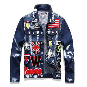 Abrigo de mezclilla retro informal para hombre con capucha Bomber de estilo callejero prendas de vestir exteriores de algodón lavado con logotipo frontal chaqueta vaquera de lona - Product Image 5
