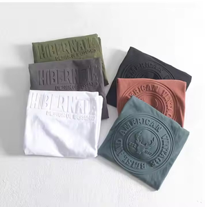 Custom embroidery logo unisex Embossed t Shirts OEM Breathable Oversized Drop Shoulder T-shirts with customized logo and designs - Product Image 1