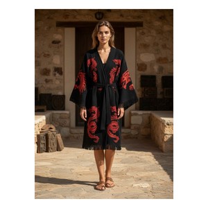 Robe de plage Varol Organic 100% coton à col kimono - Viserion Premium - Product Image 1