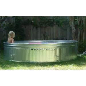 Bañera Redonda de Acero Inoxidable de Alta Calidad, Plateada, Brillante y Pulida, de Gran Tamaño, Accesorios de Jardín de la India - Product Image 1