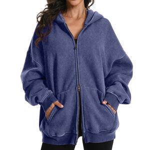 Dernier modèle de sweat à capuche oversize zippé élégant pour femme 2026 – Nouveauté mode pour femme, sweat à capuche zippé à manches longues pour femme - Product Image 3
