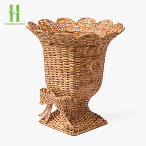 Florero decorativo de ratán tejido a mano Vieira minimalista de alta calidad, jarrón de mesa de ratán, OEM meticuloso de la fábrica de Vietnam - Product Image 4
